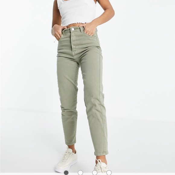 stradivarius Denim - Stradivarius Petite slim mom jean with stretch in Olive!